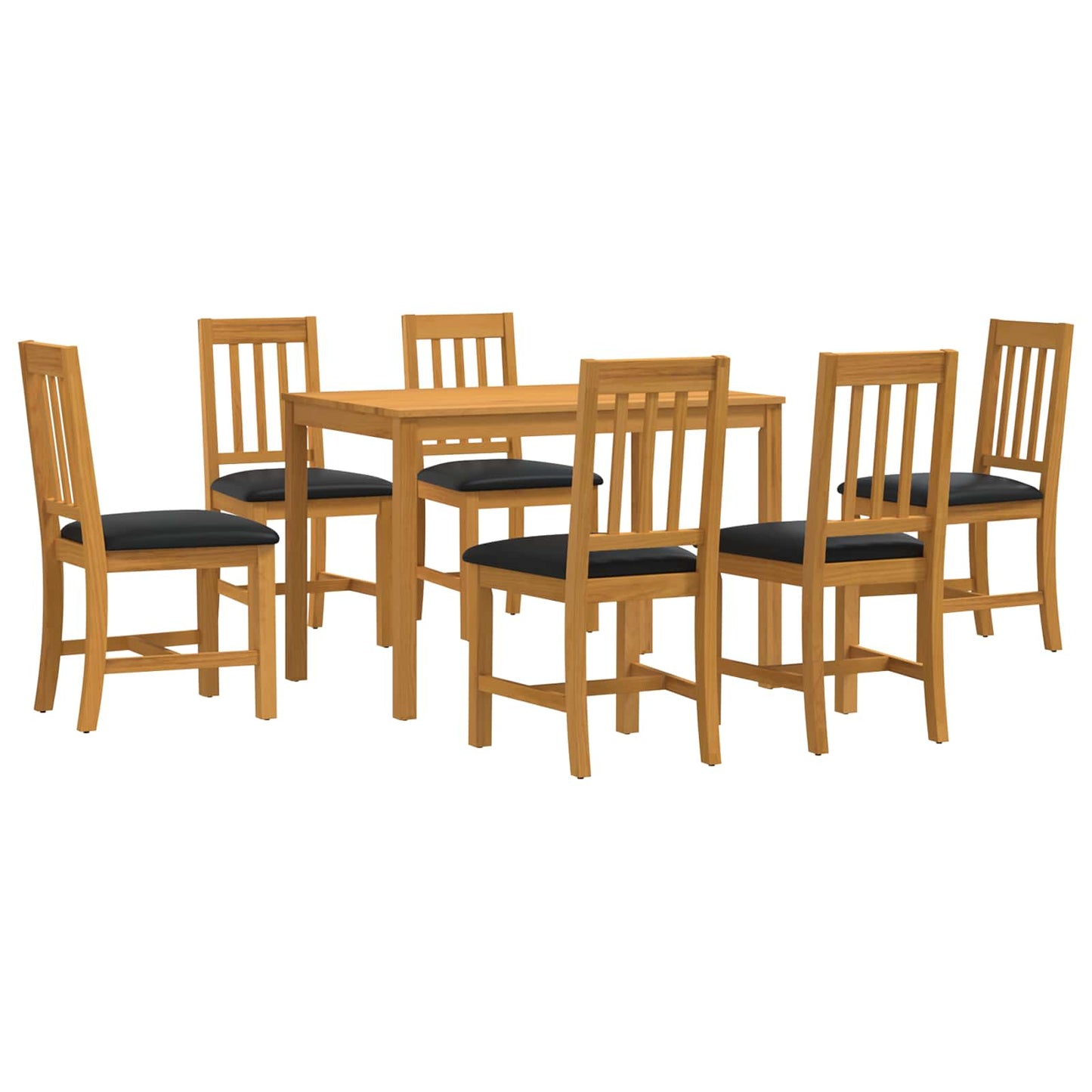 vidaXL Dining Set 7 pcs Black Solid Oak Wood 2