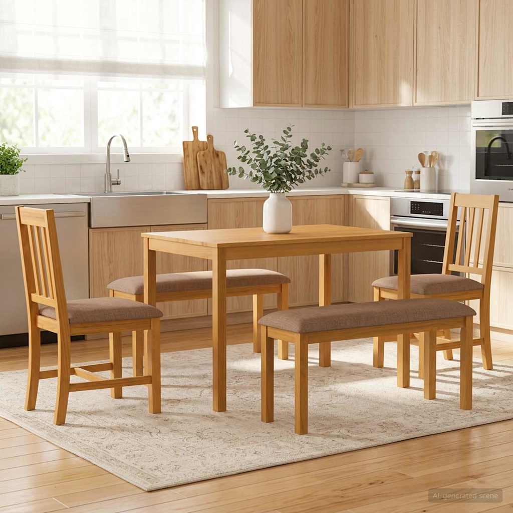 vidaXL Dining Set 5 pcs Grey Solid Oak Wood 1