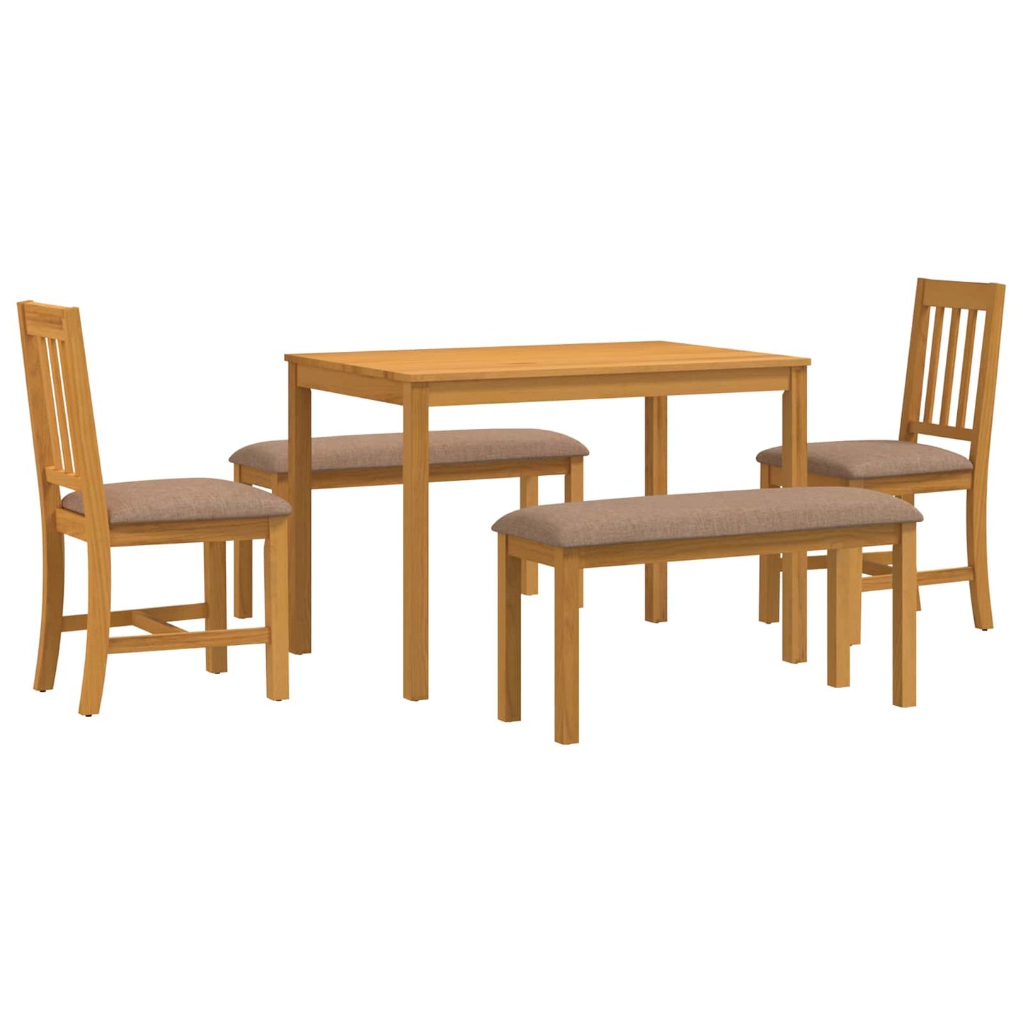vidaXL Dining Set 5 pcs Grey Solid Oak Wood 2
