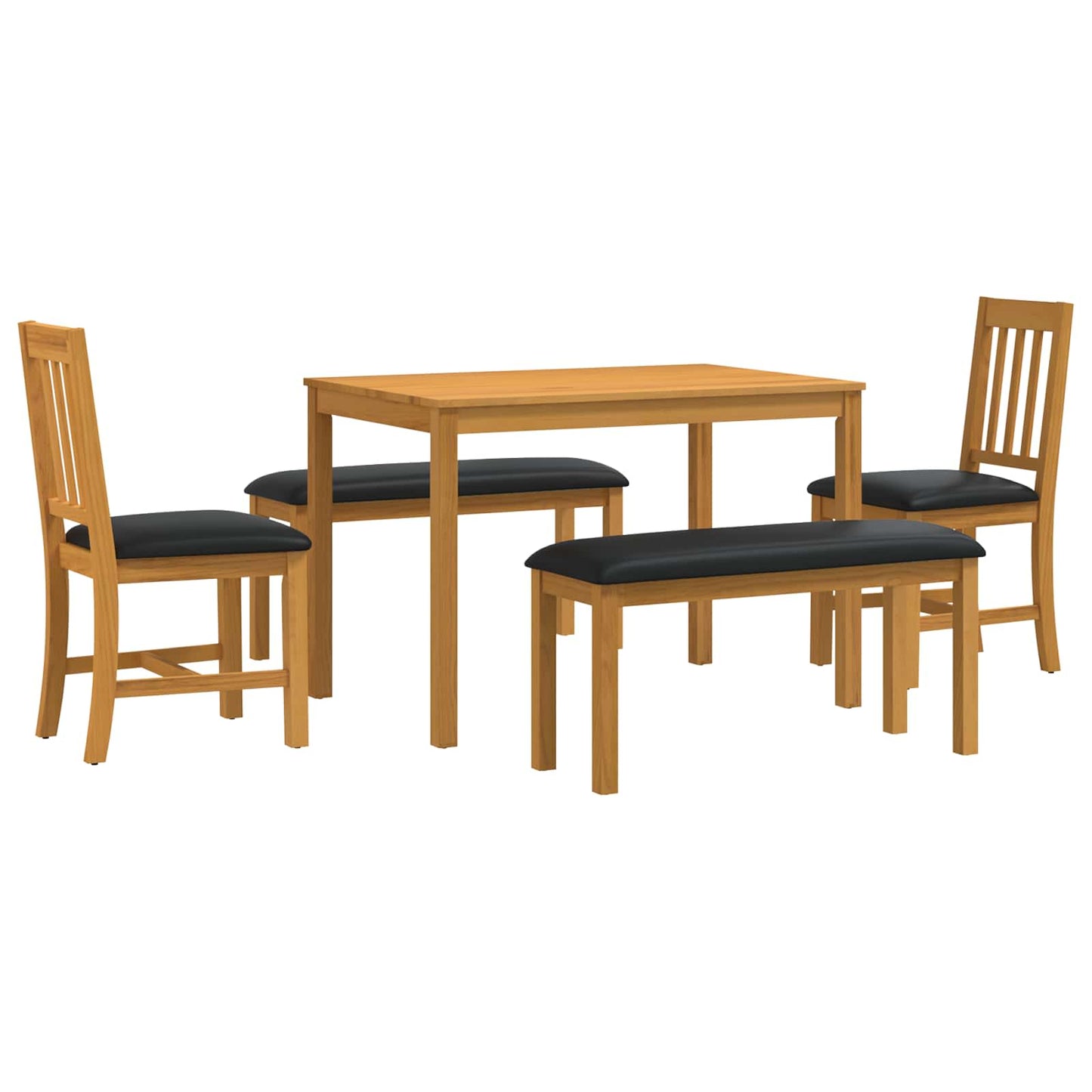 vidaXL Dining Set 5 pcs Black Solid Oak Wood 2