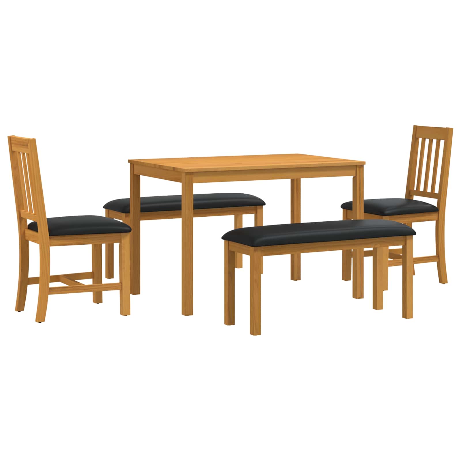 vidaXL Dining Set 5 pcs Black Solid Oak Wood 2