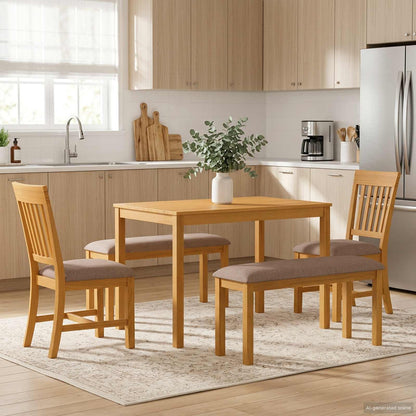 vidaXL Dining Set 5 pcs Grey Solid Oak Wood 1