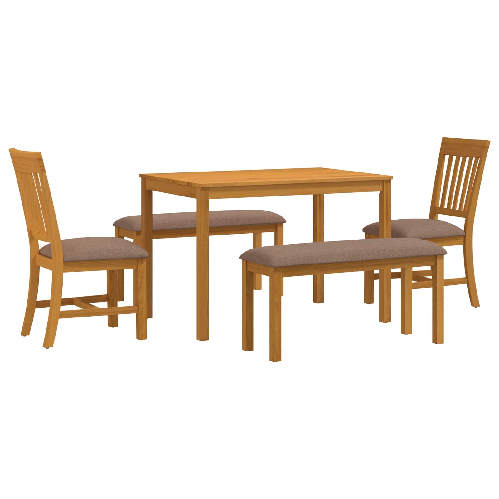 vidaXL Dining Set 5 pcs Grey Solid Oak Wood 2