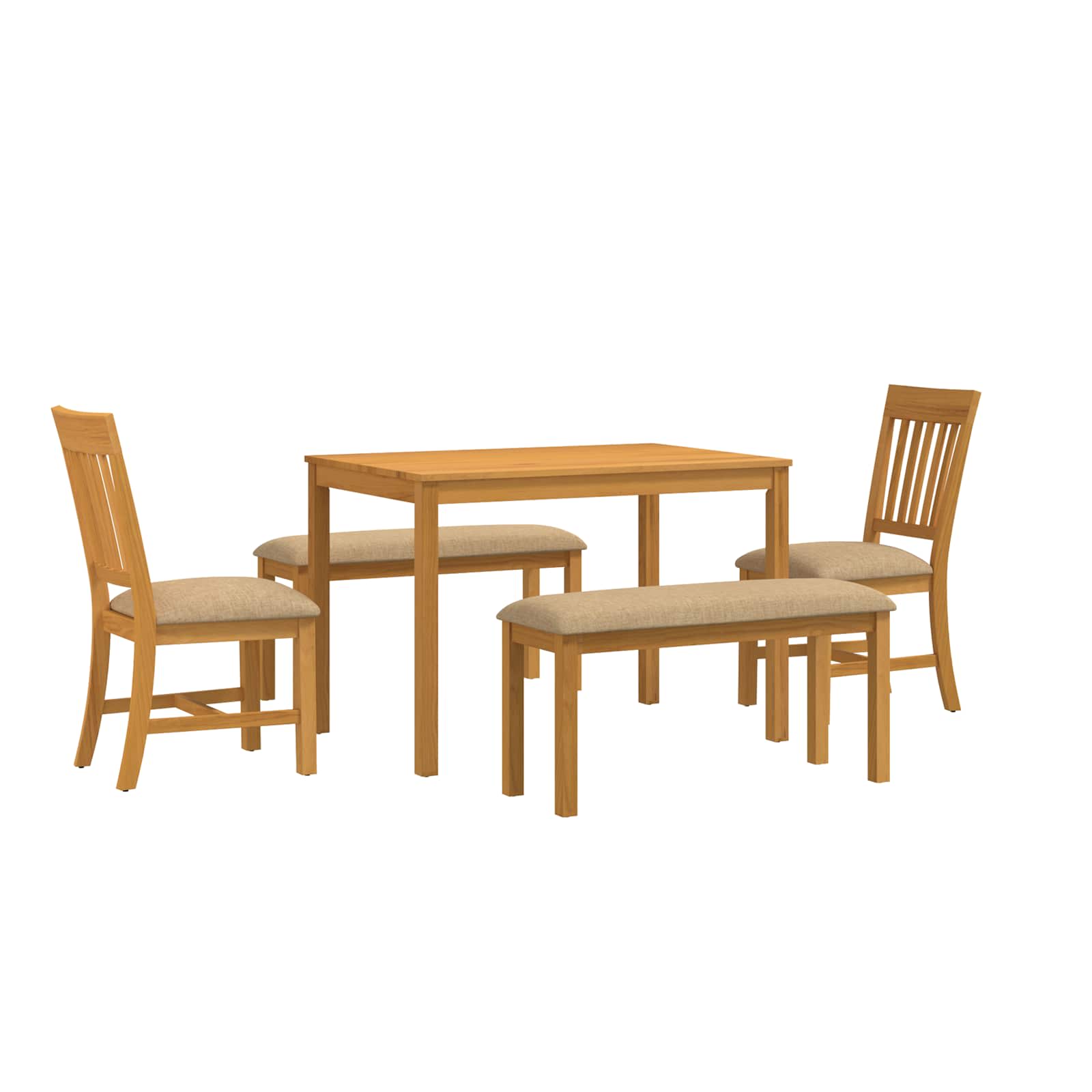vidaXL Dining Set 5 pcs Beige Solid Oak Wood 2