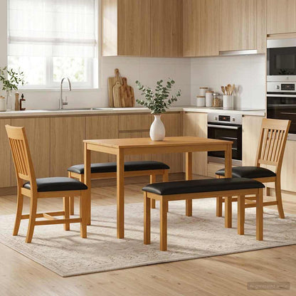 vidaXL Dining Set 5 pcs Black Solid Oak Wood 1