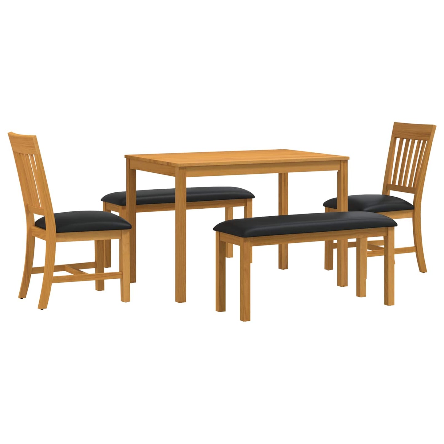 vidaXL Dining Set 5 pcs Black Solid Oak Wood 2