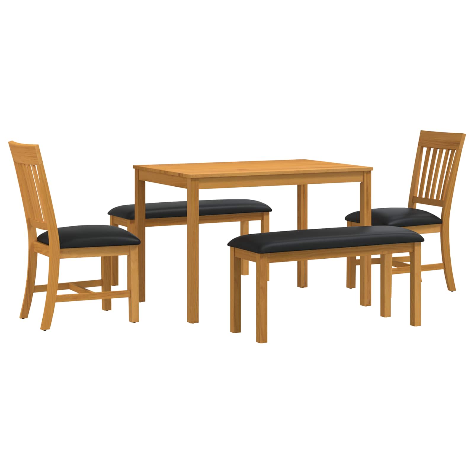 vidaXL Dining Set 5 pcs Black Solid Oak Wood 2