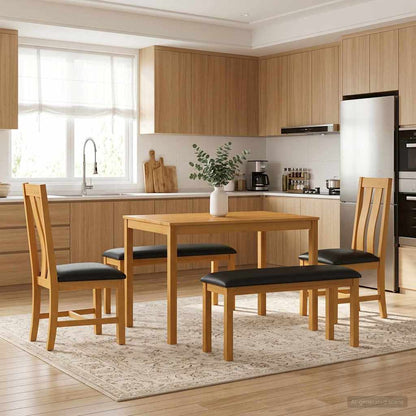 vidaXL Dining Set 5 pcs Black Solid Oak Wood 1