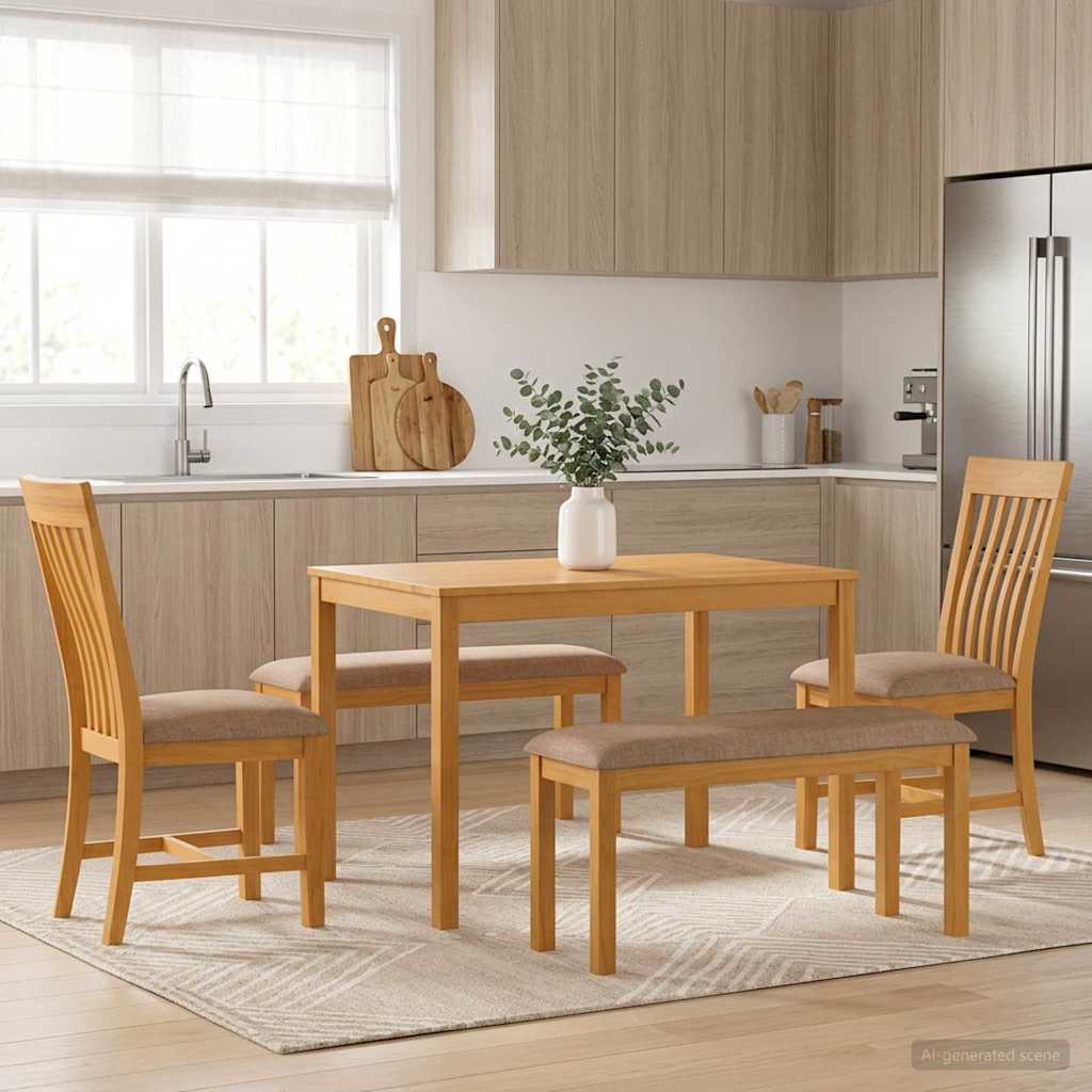 vidaXL Dining Set 5 pcs Grey Solid Oak Wood 1