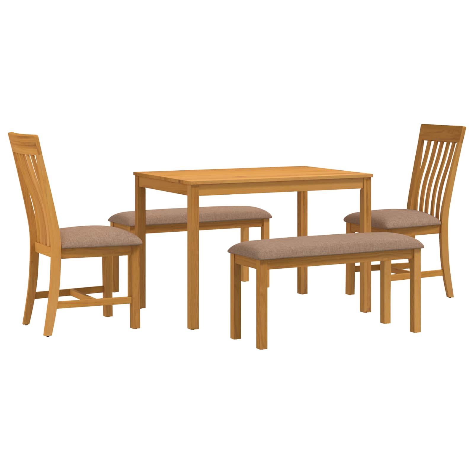 vidaXL Dining Set 5 pcs Grey Solid Oak Wood 2