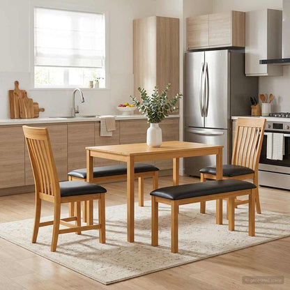 vidaXL Dining Set 5 pcs Black Solid Oak Wood 1