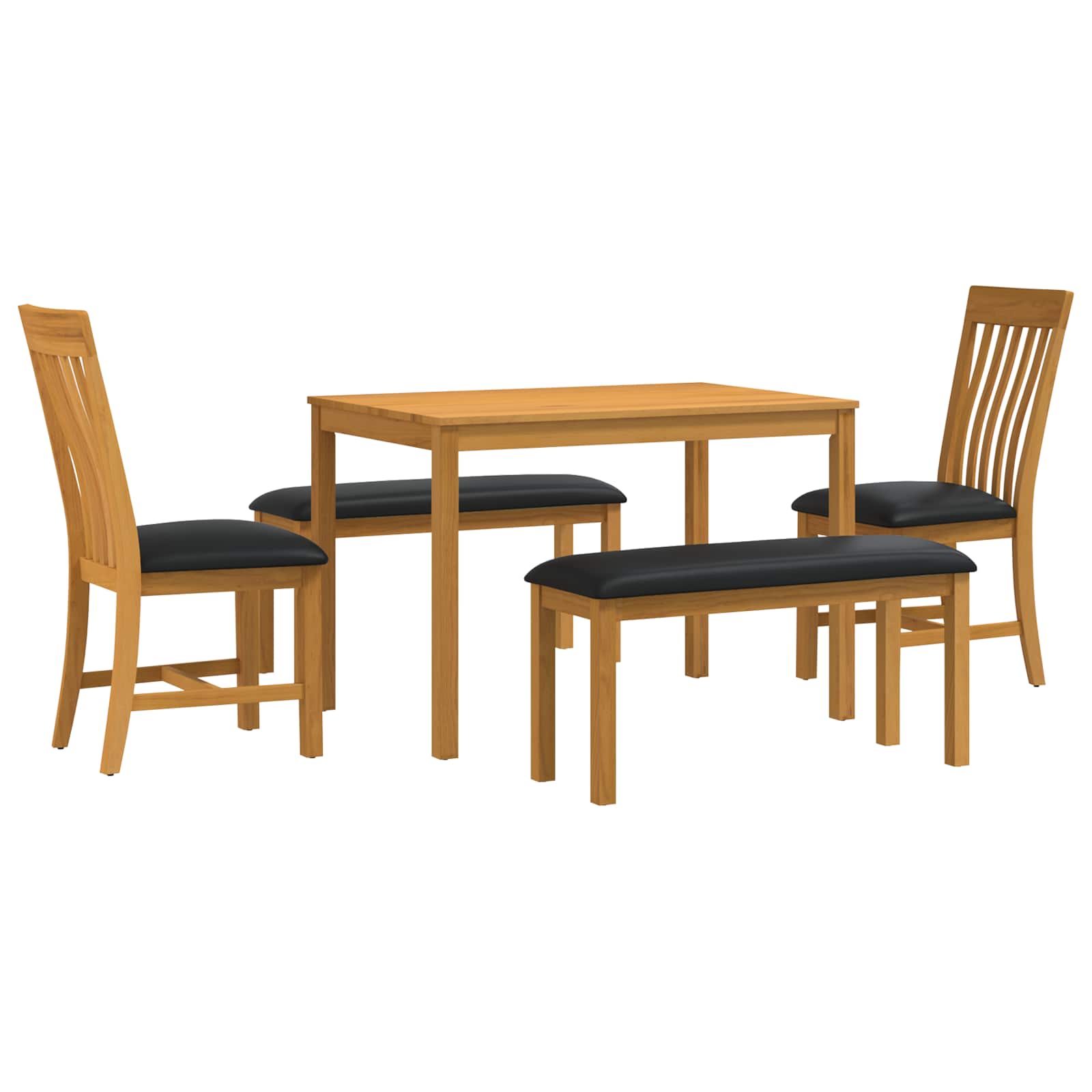 vidaXL Dining Set 5 pcs Black Solid Oak Wood 2