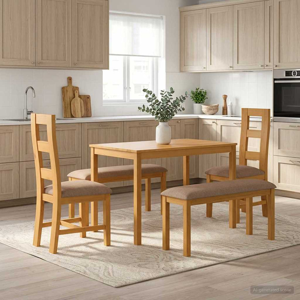 vidaXL Dining Set 5 pcs Grey Solid Oak Wood