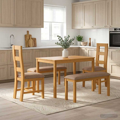 vidaXL Dining Set 5 pcs Grey Solid Oak Wood 1