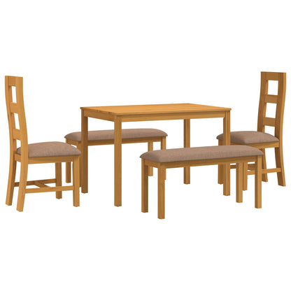 vidaXL Dining Set 5 pcs Grey Solid Oak Wood 2