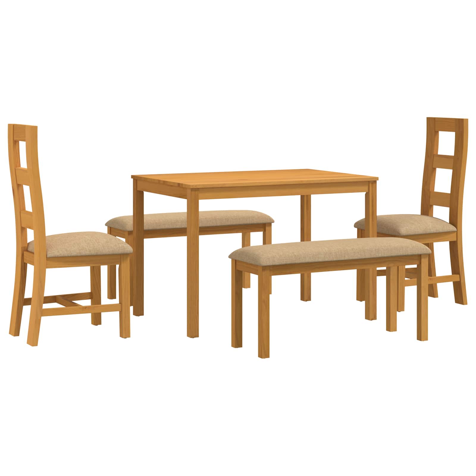 vidaXL Dining Set 5 pcs Beige Solid Oak Wood 2
