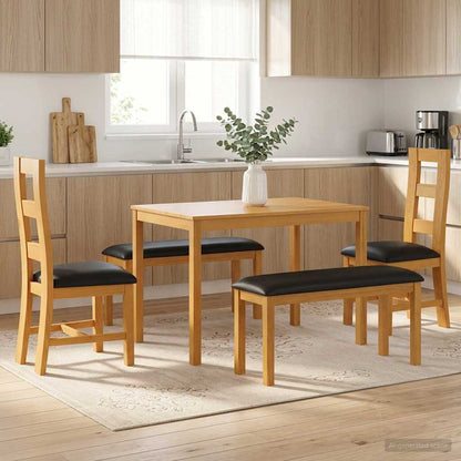 vidaXL Dining Set 5 pcs Black Solid Oak Wood 1