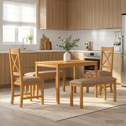 vidaXL Dining Set 5 pcs Grey Solid Oak Wood 1