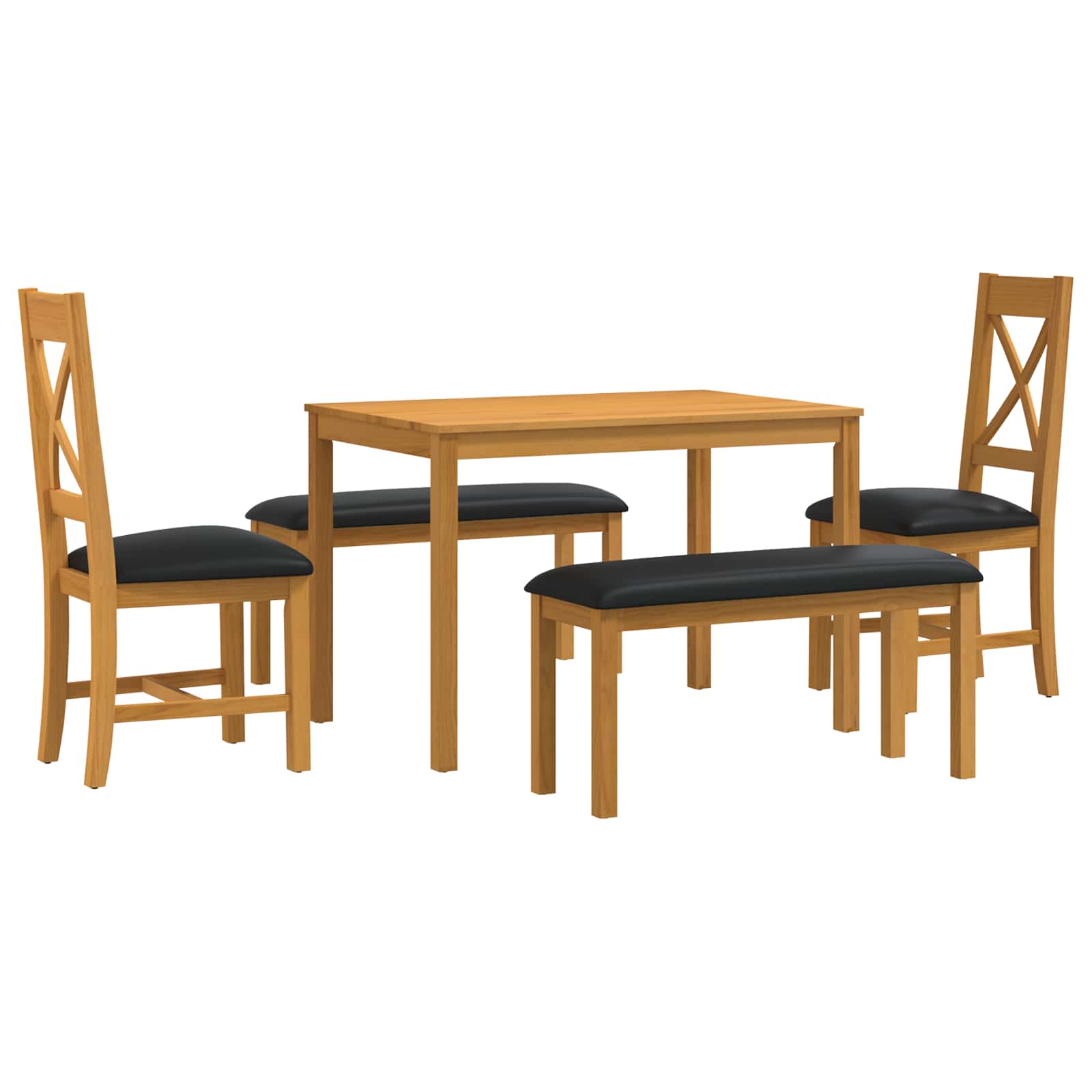 vidaXL Dining Set 5 pcs Black Solid Oak Wood 2