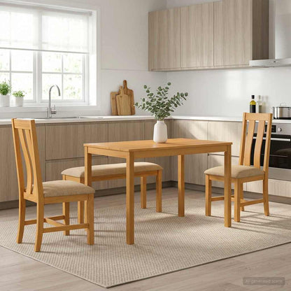 vidaXL Dining Set 4 pcs Beige Solid Oak Wood 1