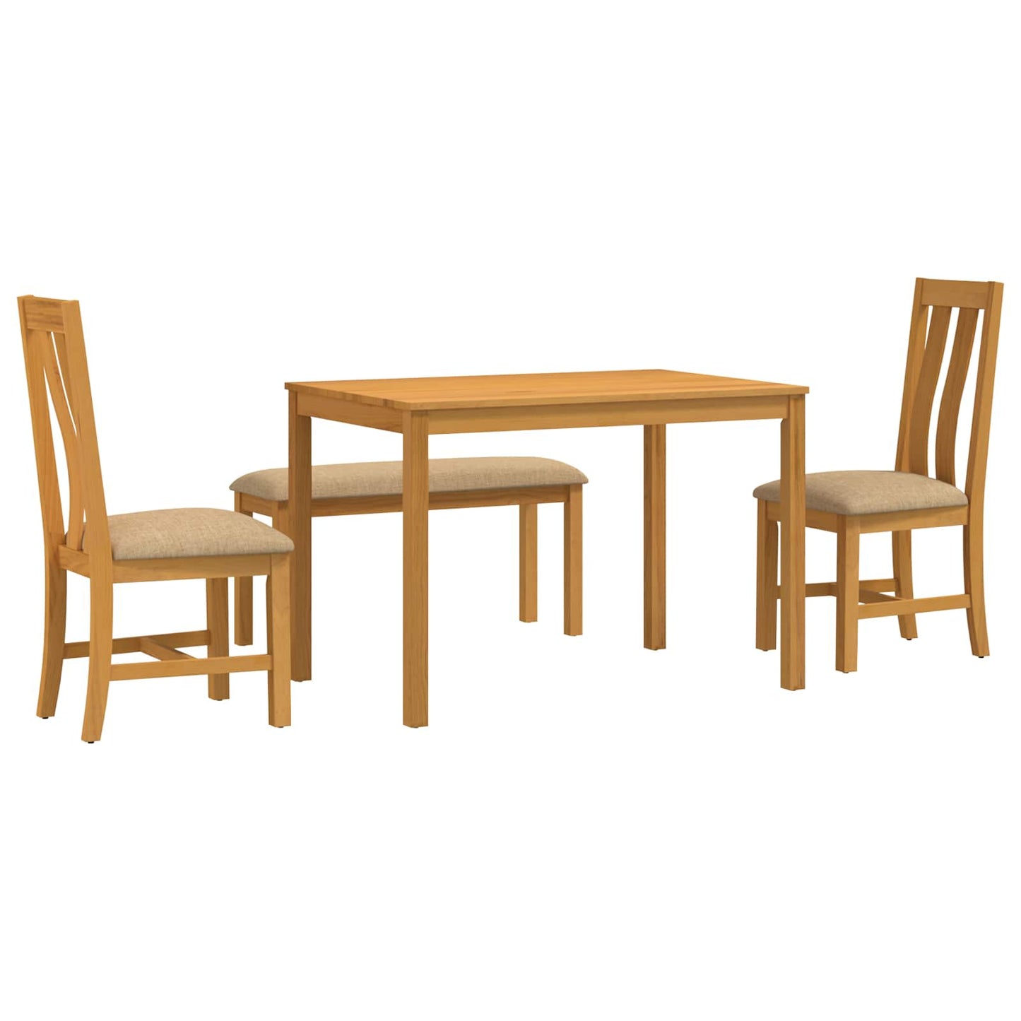 vidaXL Dining Set 4 pcs Beige Solid Oak Wood 2