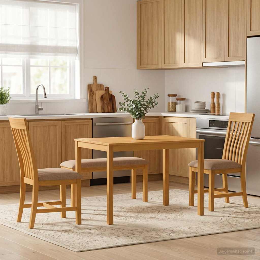 vidaXL Dining Set 4 pcs Grey Solid Oak Wood 1