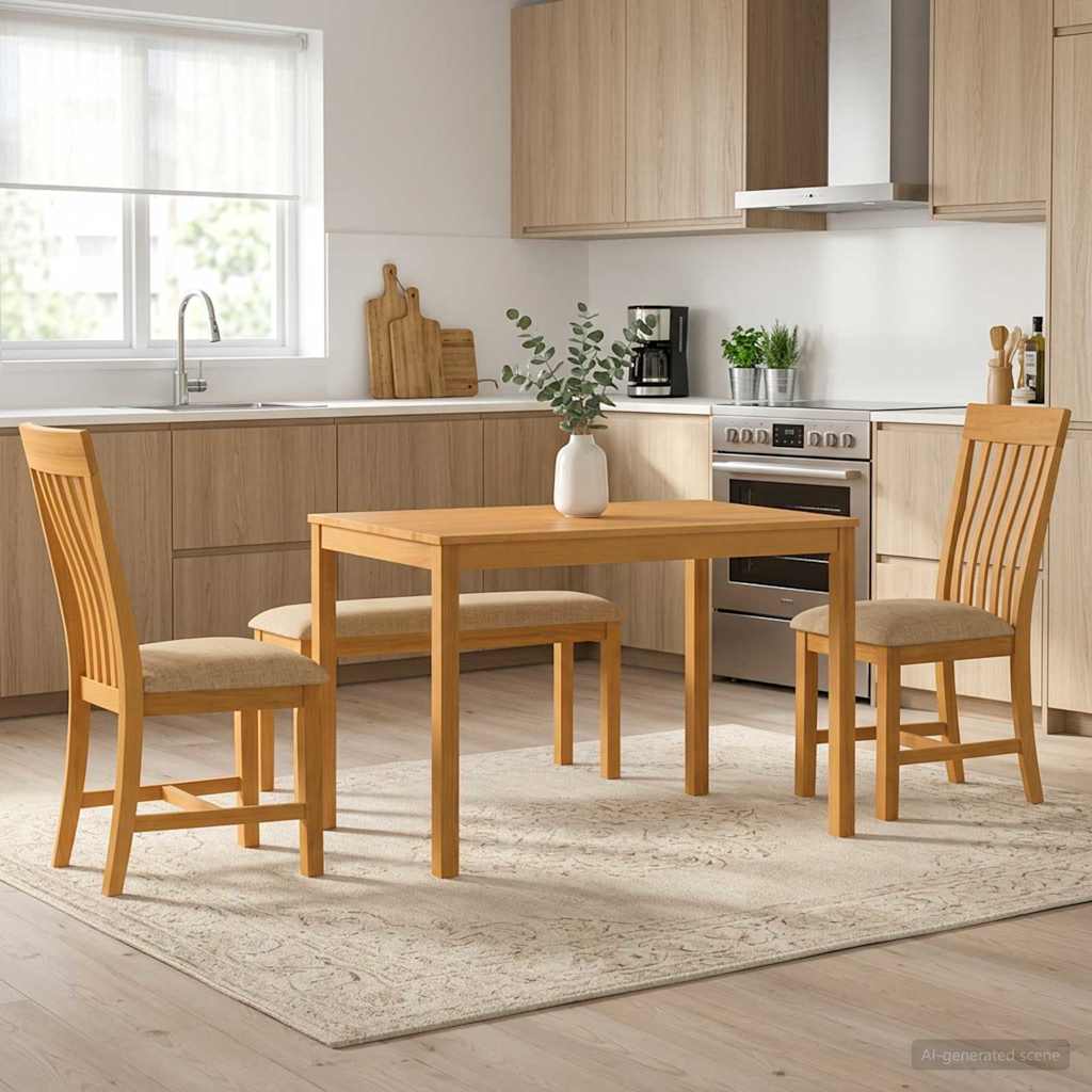 vidaXL Dining Set 4 pcs Beige Solid Oak Wood 1