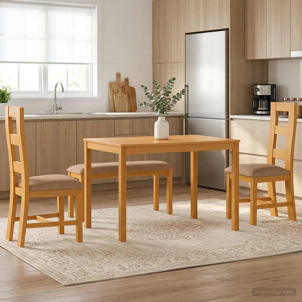 vidaXL Dining Set 4 pcs Grey Solid Oak Wood 1