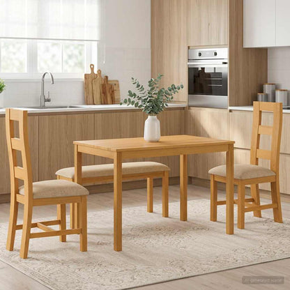 vidaXL Dining Set 4 pcs Beige Solid Oak Wood 1