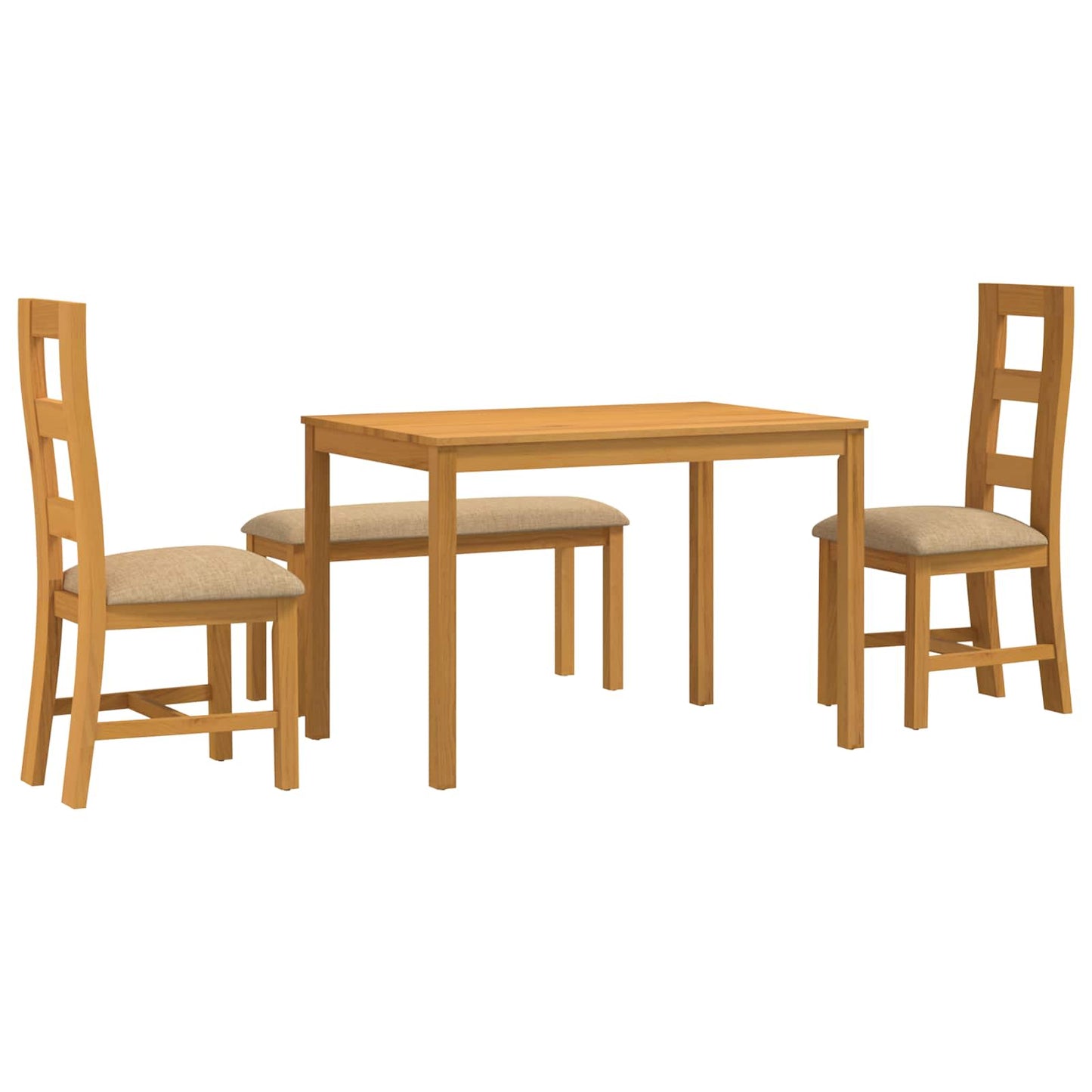 vidaXL Dining Set 4 pcs Beige Solid Oak Wood 2