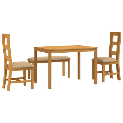 vidaXL Dining Set 4 pcs Beige Solid Oak Wood 2