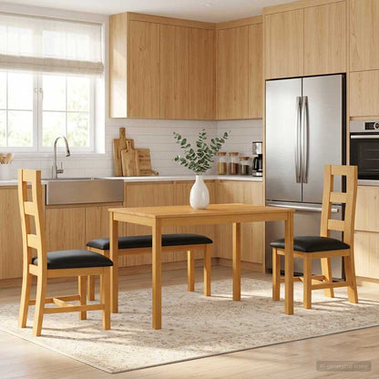 vidaXL Dining Set 4 pcs Black Solid Oak Wood 1