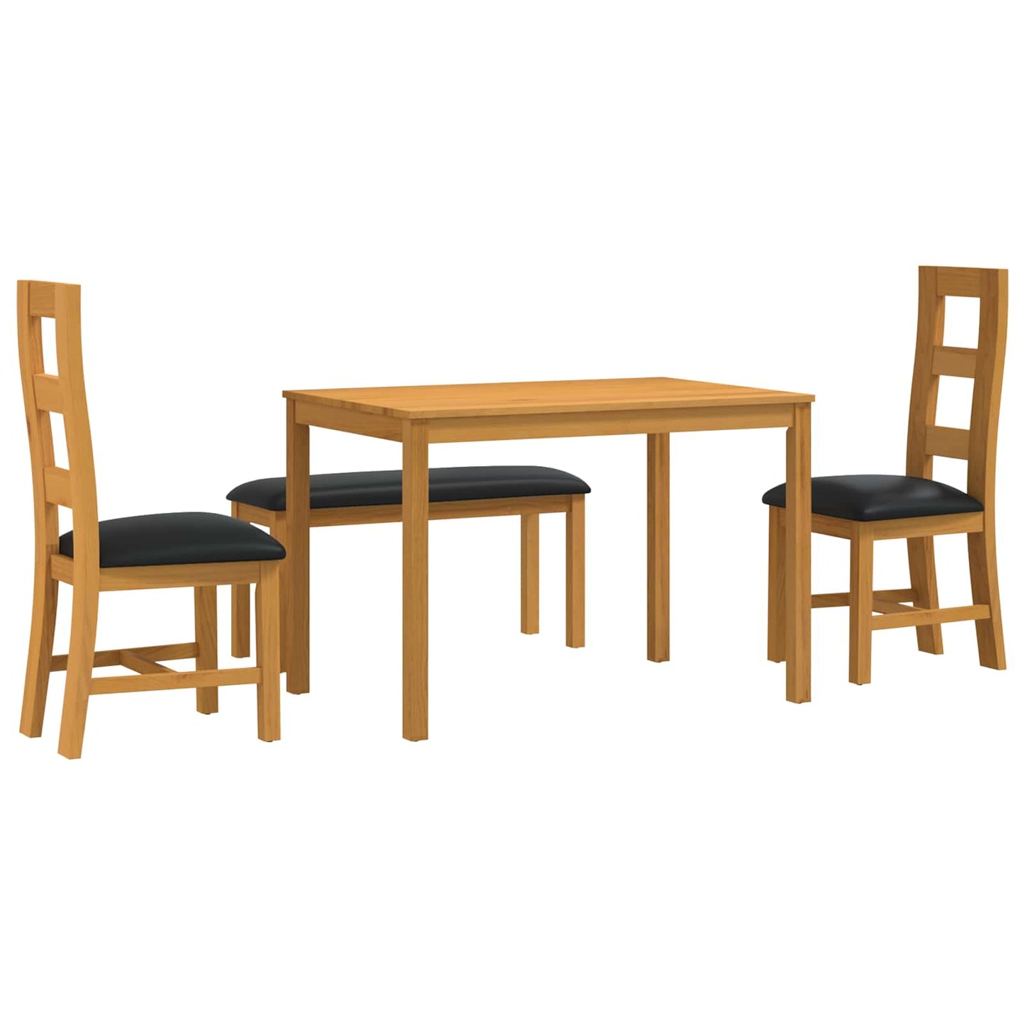 vidaXL Dining Set 4 pcs Black Solid Oak Wood 2