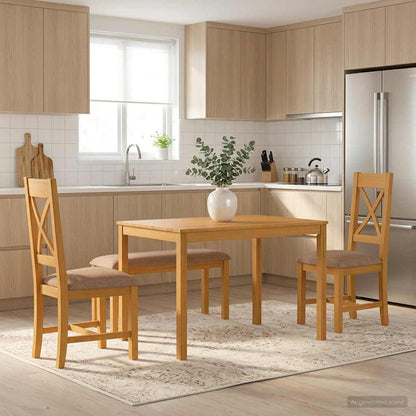 vidaXL Dining Set 4 pcs Grey Solid Oak Wood 1