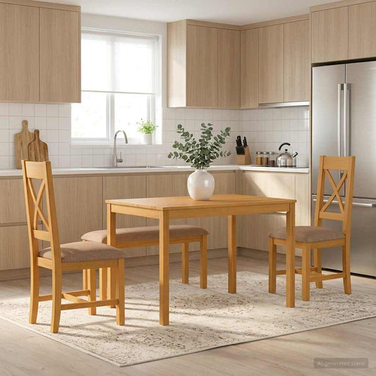 vidaXL Dining Set 4 pcs Grey Solid Oak Wood 1
