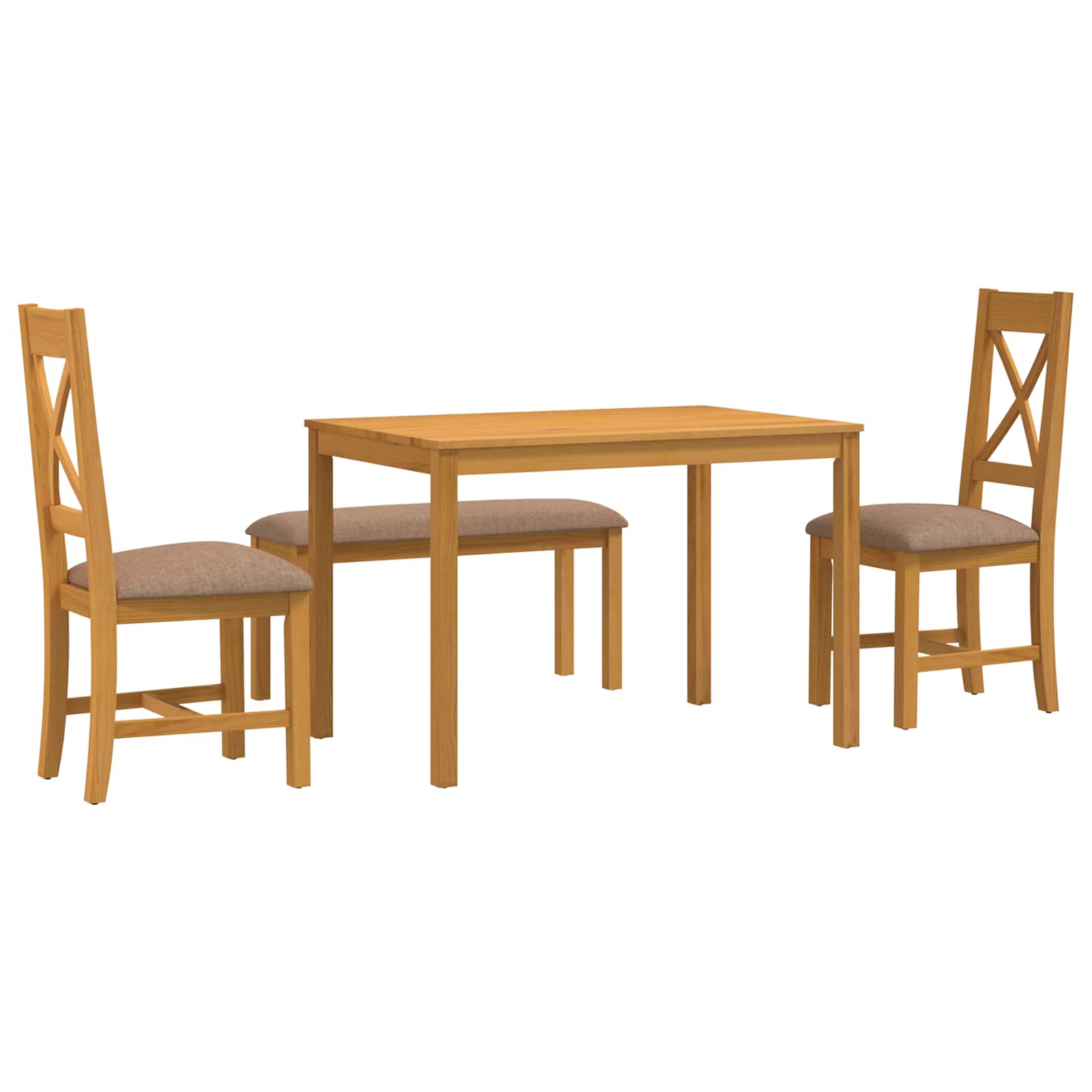 vidaXL Dining Set 4 pcs Grey Solid Oak Wood 2