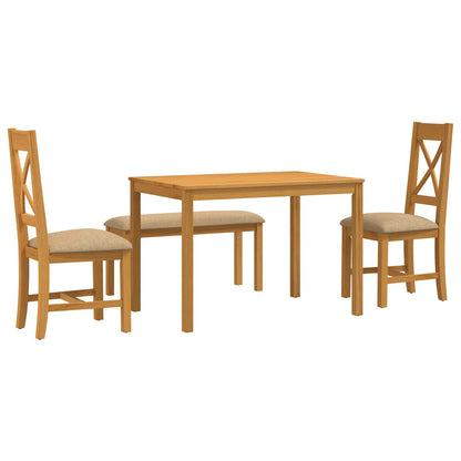vidaXL Dining Set 4 pcs Beige Solid Oak Wood 2