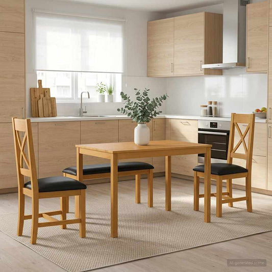 vidaXL Dining Set 4 pcs Black Solid Oak Wood 1