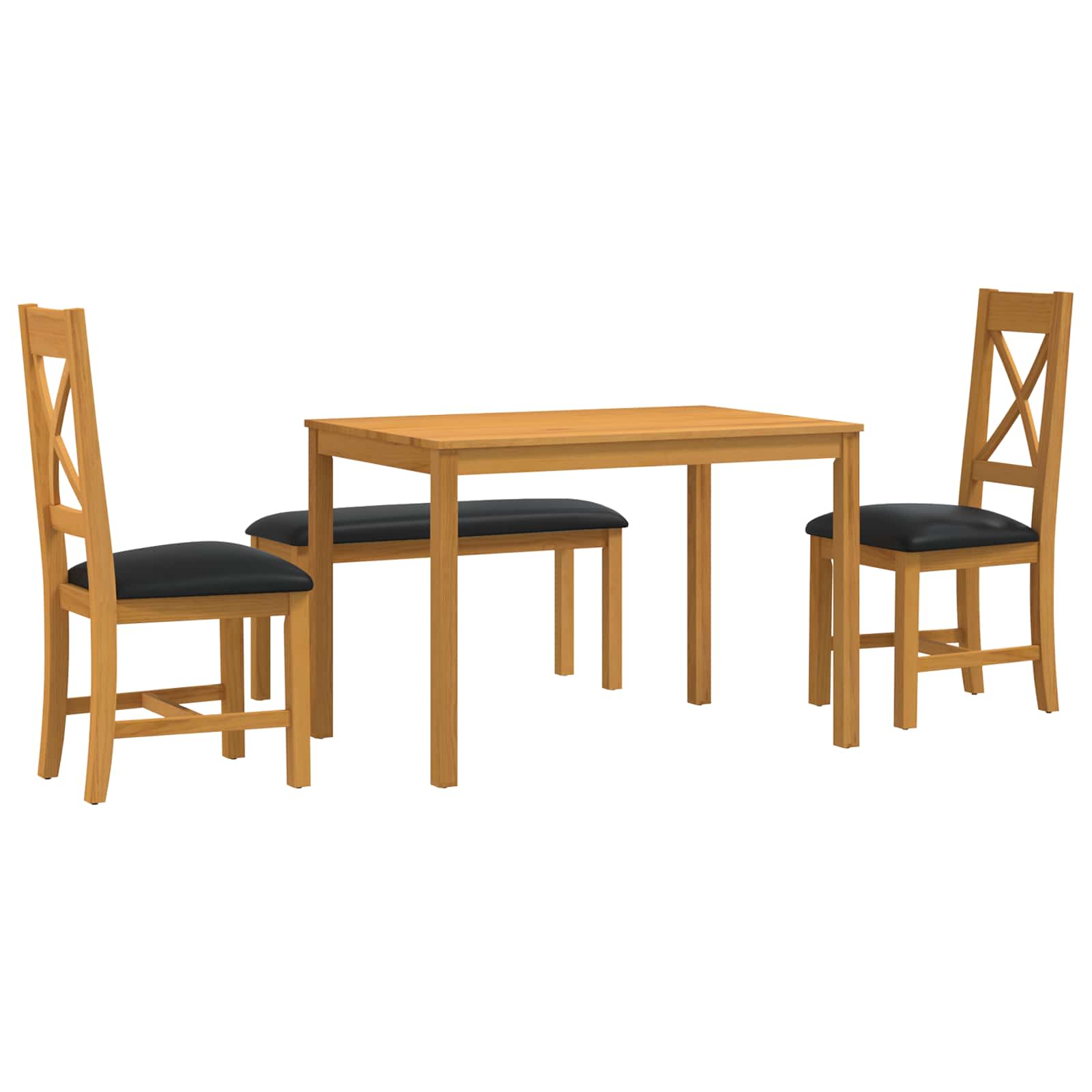 vidaXL Dining Set 4 pcs Black Solid Oak Wood 2