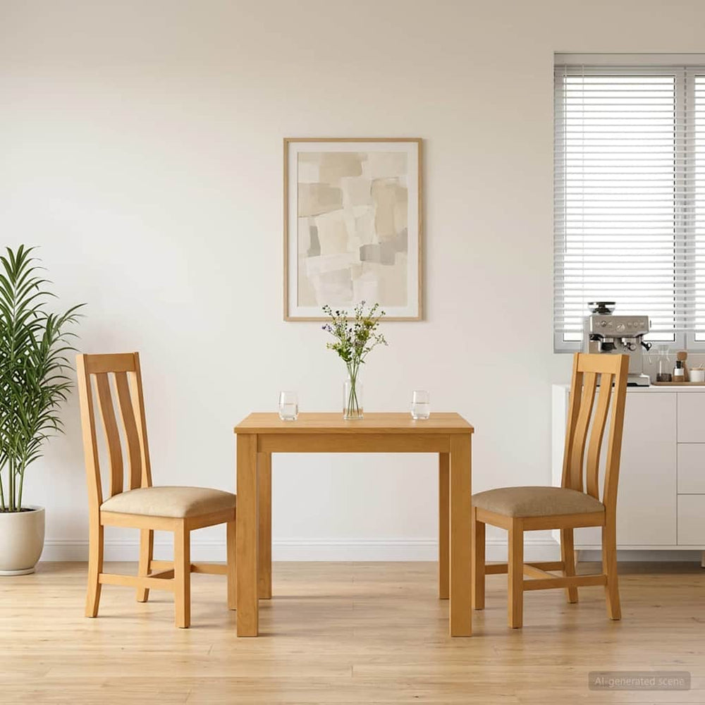 vidaXL Dining Set 3 pcs Beige Solid Oak Wood