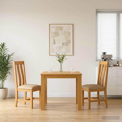 vidaXL Dining Set 3 pcs Beige Solid Oak Wood 1