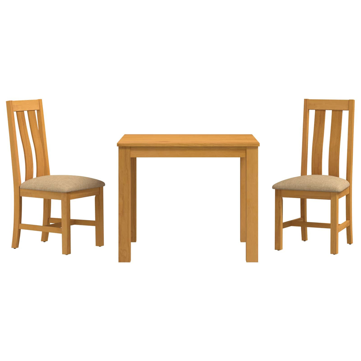 vidaXL Dining Set 3 pcs Beige Solid Oak Wood 2