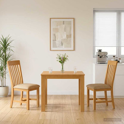 Dining Set RIJSWIJK 5 pcs Solid Oak Wood Beige 90 cm 90 cm Table + 2x chair