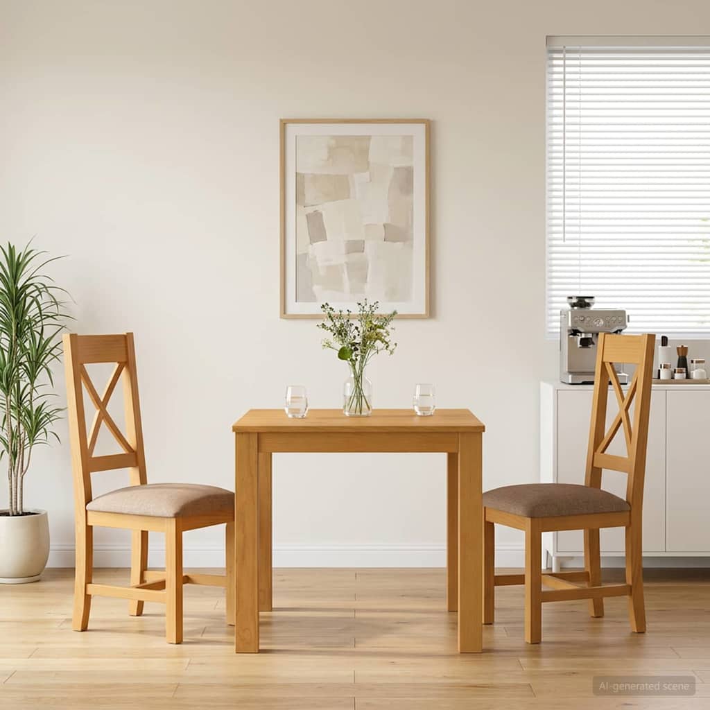 vidaXL Dining Set 3 pcs Grey Solid Oak Wood 1