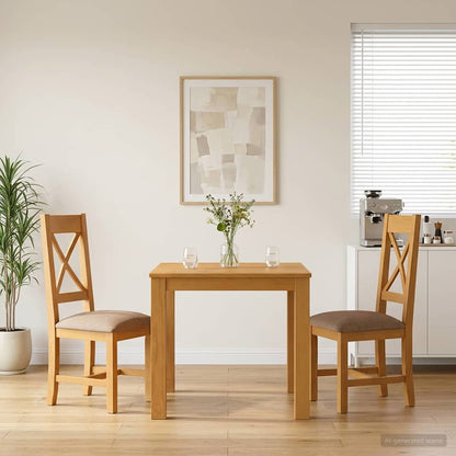 Dining Set TIEL 5 pcs Solid Oak Wood Grey 90 cm 90 cm Table + 2x chair