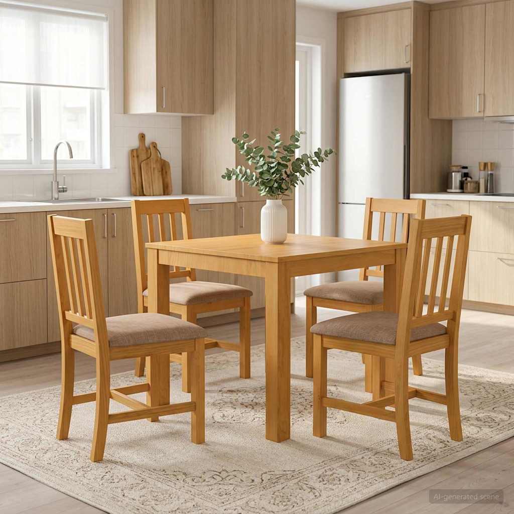 vidaXL Dining Set 5 pcs Grey Solid Oak Wood 1