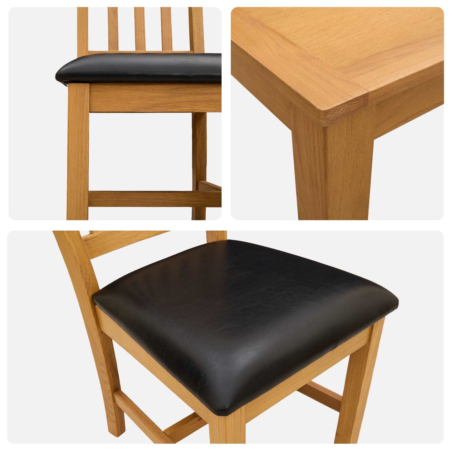 vidaXL Dining Set 5 pcs Black Solid Oak Wood 6