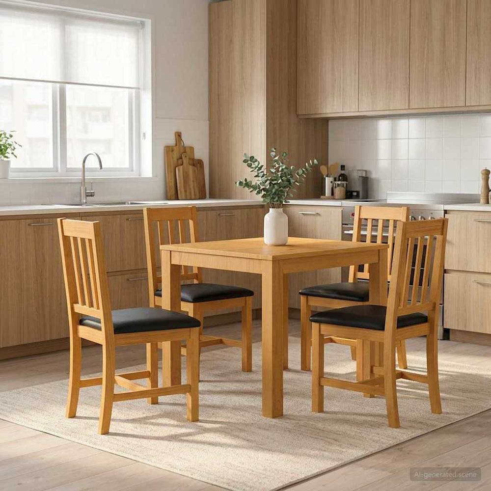 vidaXL Dining Set 5 pcs Black Solid Oak Wood