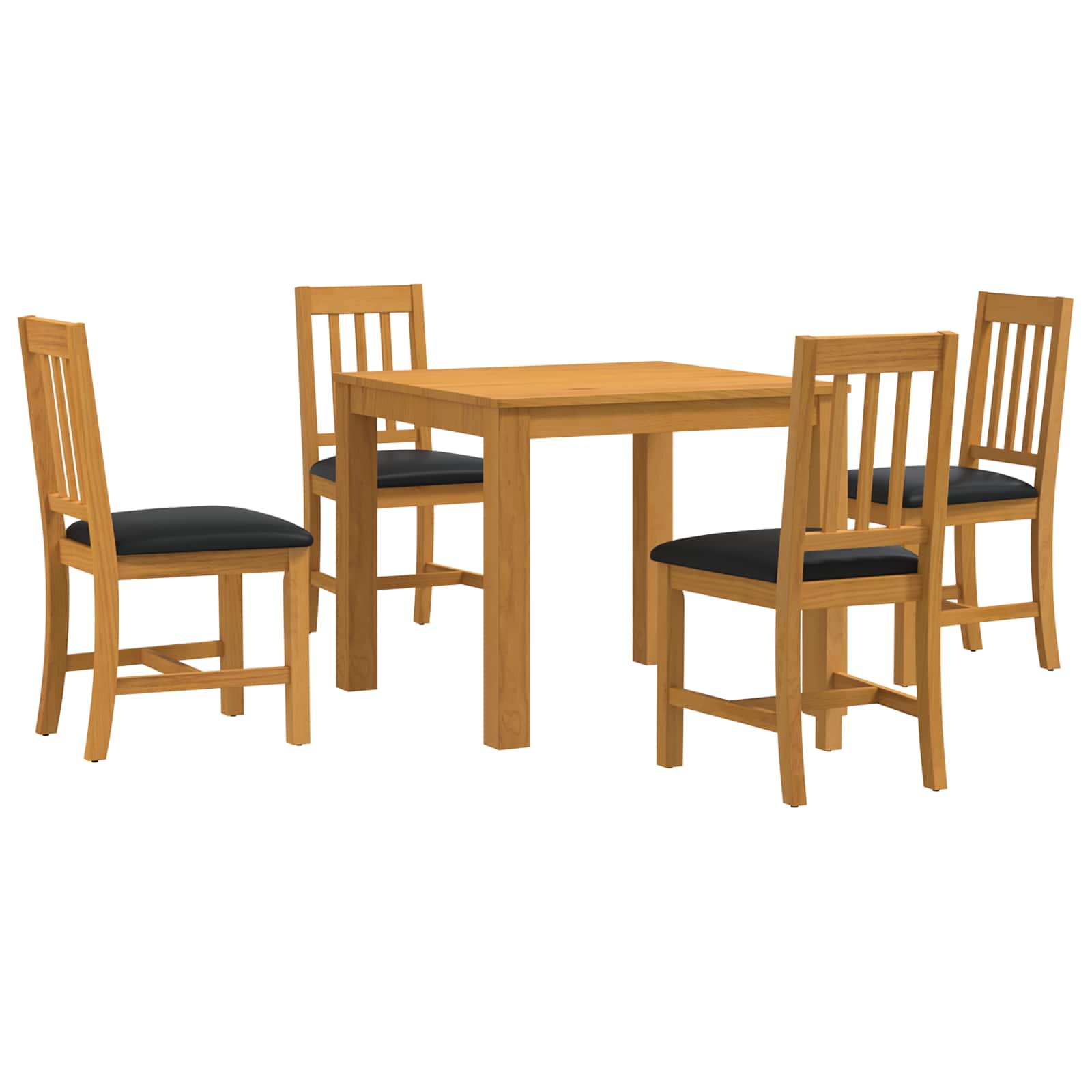 vidaXL Dining Set 5 pcs Black Solid Oak Wood 2