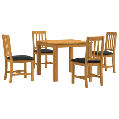 vidaXL Dining Set 5 pcs Black Solid Oak Wood 2